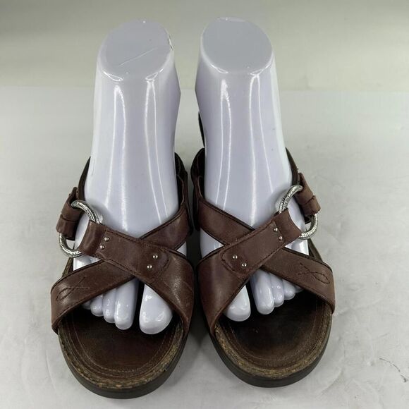 Ariat Women's Ember Wedge Slide Brown Open Toe US 7 B Harness Mule Sandals - Picture 4 of 10